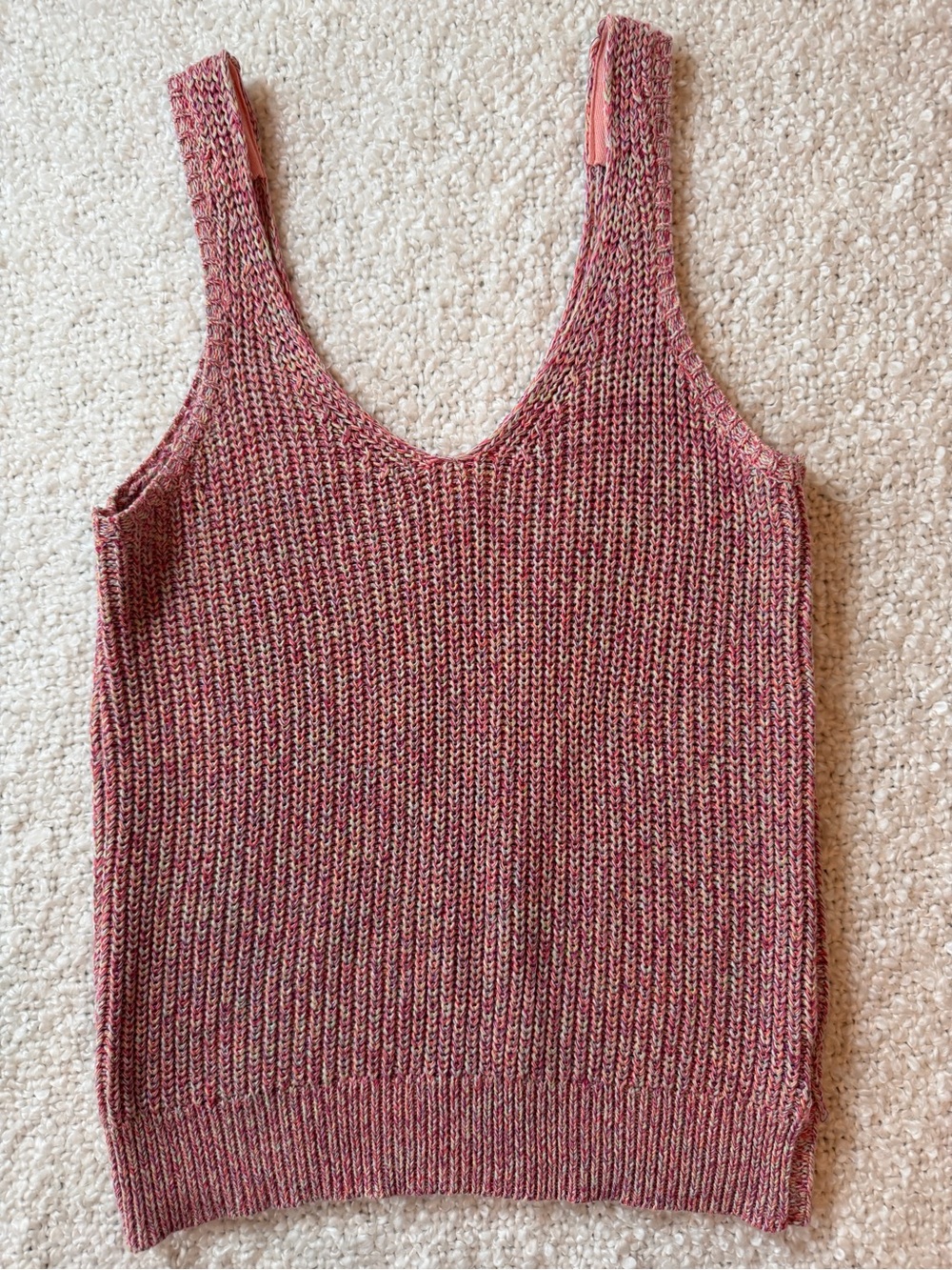 John + Jenn Pink Multicolor Knit Tank Top Size S